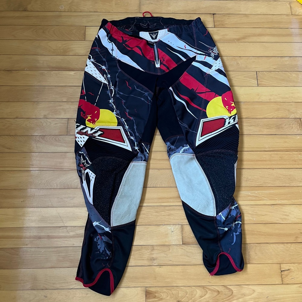 Kini Red Bull Motocross Racing Pants Black Red White Graphic Padded Size 30